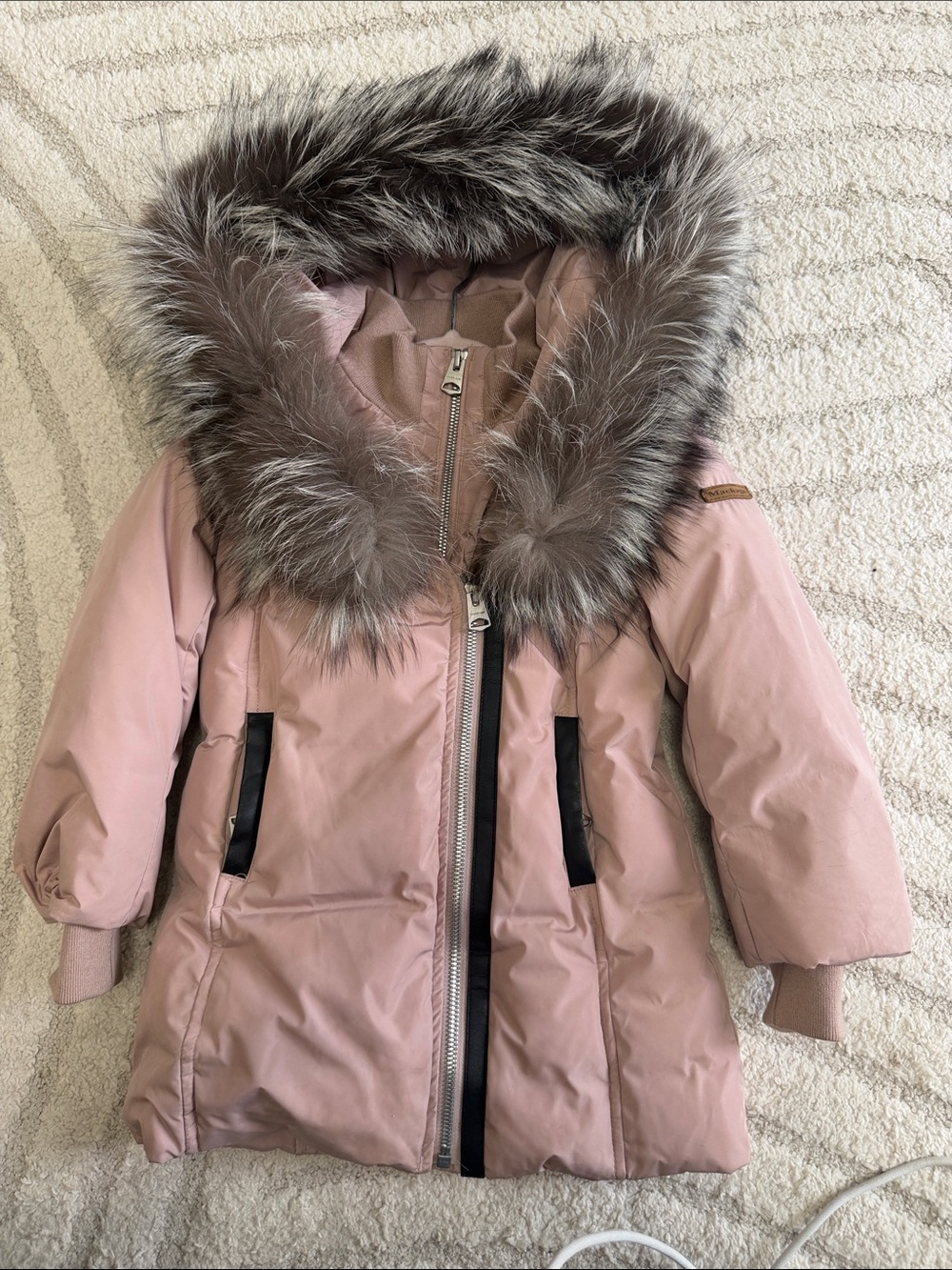 Mackage Kids Pink Fur Hooded Winter Coat